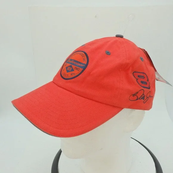 Budweiser Dale Earnhardt Jr 8 NASCAR Racing Red Baseball Cap Hat Men - Picture 2 of 11